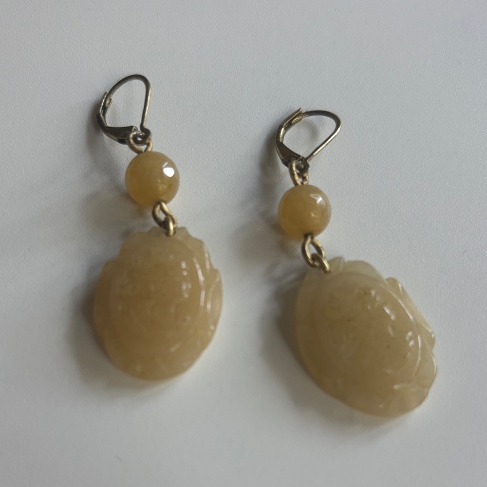 CAbi Yellow Jade Drop Earrings -
